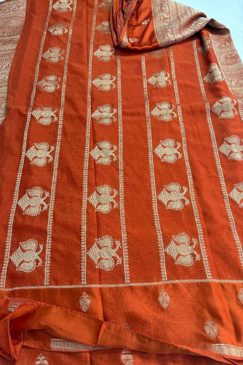 Orange Georgette Chinnon Silk