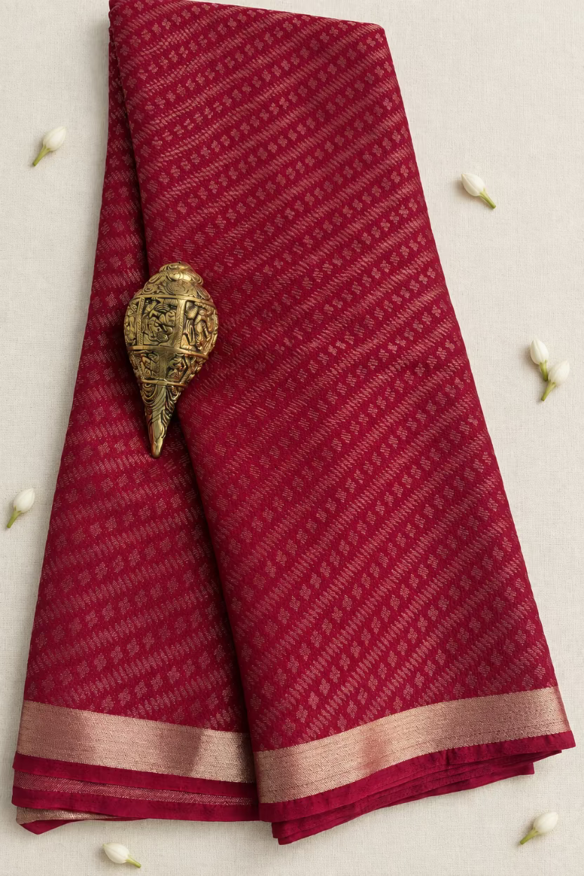 Red Chinnon Crepe Silk