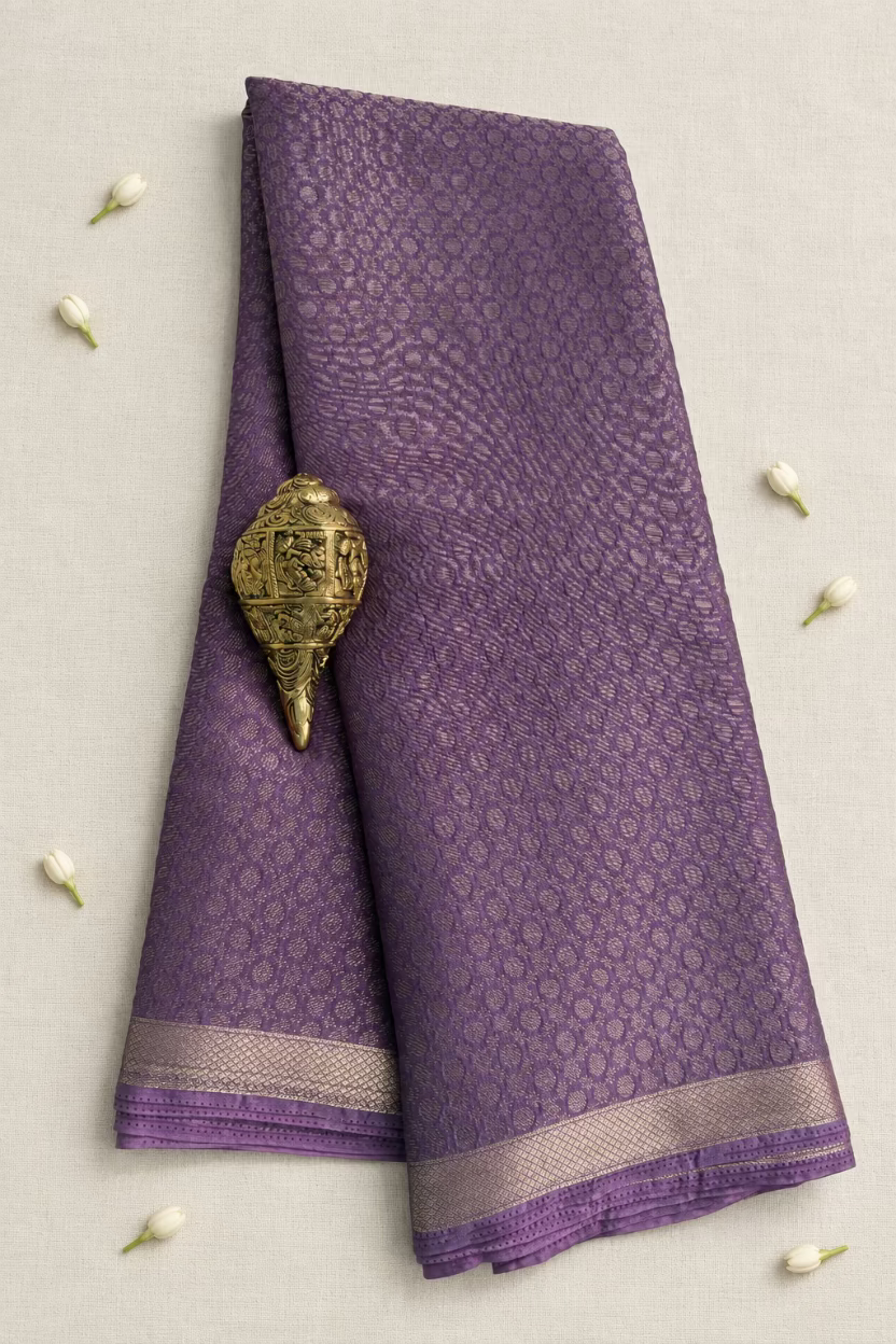 Lilac Purple Chinnon crepe Silk